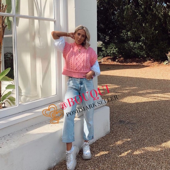 BLOGGERS FAV ZARA CABLE KNIT PINK VEST SWEATER - Picture 5 of 16